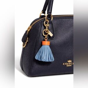 Coach New York Tassel Bag Charm Key Chain Blue/Orange Gold